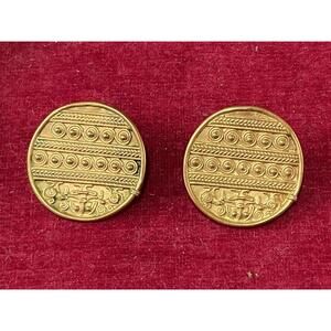 Vintage Clip On Earrings Columbian round 24K Gold Plated Zenu Tribe